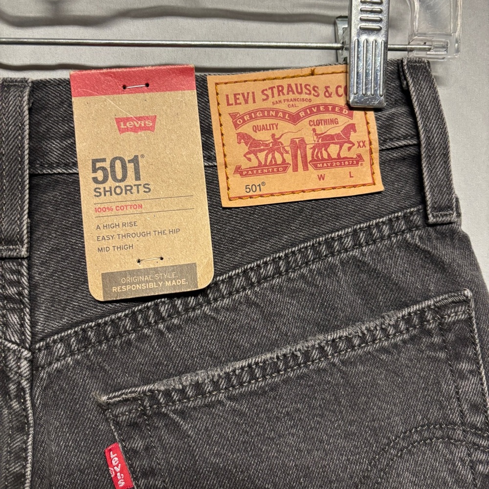 Levi's Charcoal 501 Denim Shorts - Picture 4 of 6